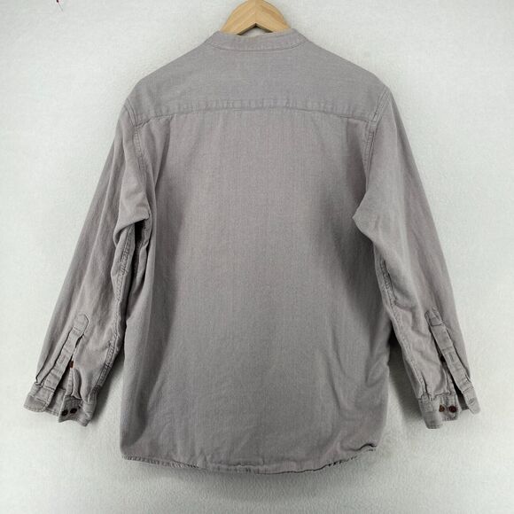 ORVIS Shirt Mens M Flannel Button Up Mandarin Collar Long Sleeve Gray Cotton - Picture 3 of 13